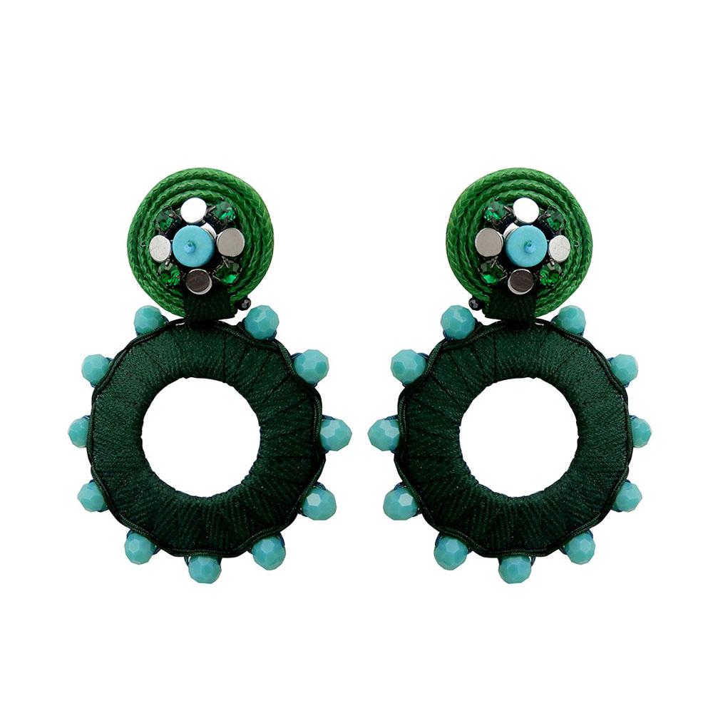 Wholesale Statement Handmade Hoop Earrings Waxed Cord Custom Bijoux