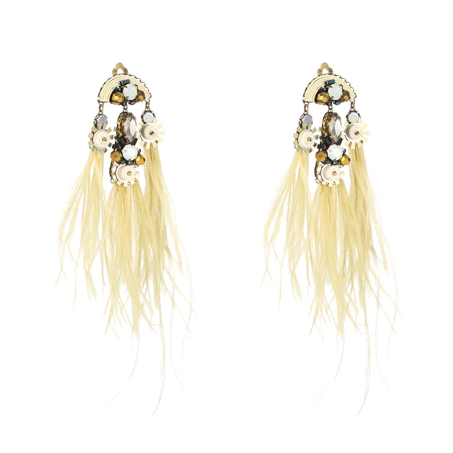 Wholesale Statement Ostrich Feather Handmade Earrings Custom Bijoux