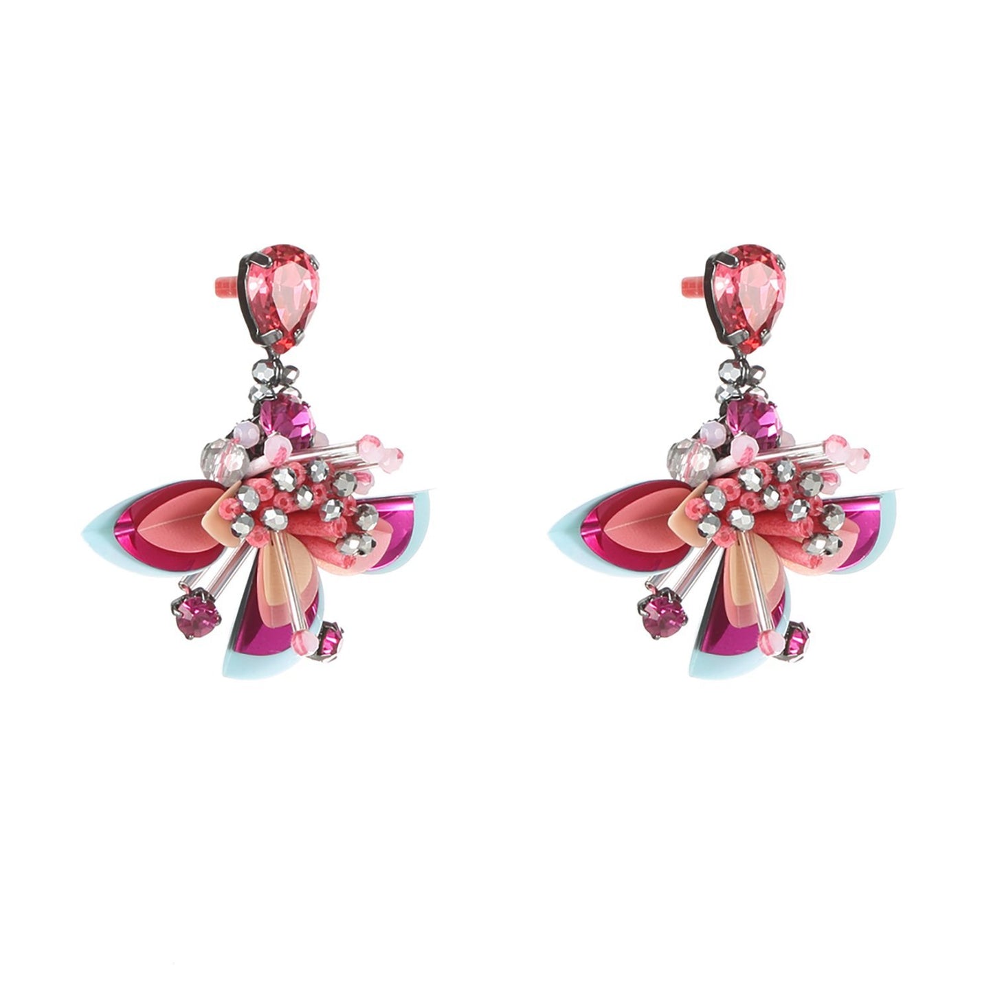 Wholesale Statement Tropical Flower Handmade Drop Earrings Custom Bijoux