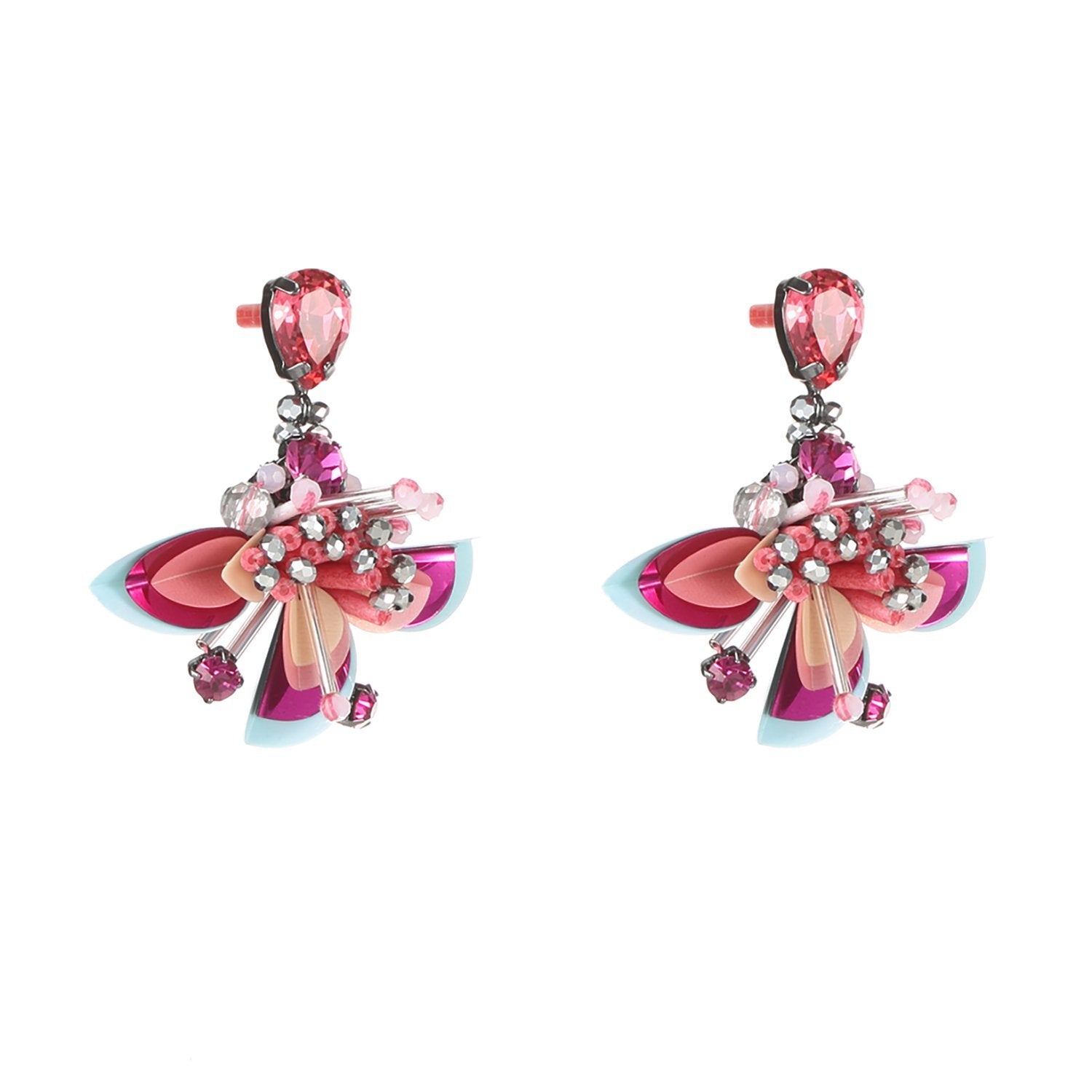 Wholesale Statement Tropical Flower Handmade Drop Earrings Custom Bijoux