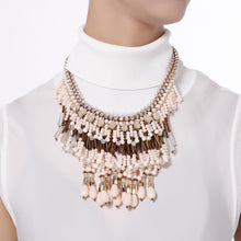 Load image into Gallery viewer, Custom Handcrafted Luxurious Three Layered Fringe Statement Necklace