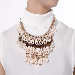 Custom Handcrafted Luxurious Three Layered Fringe Statement Necklace