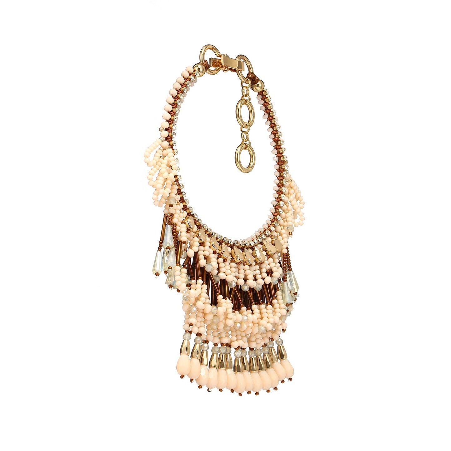 Wholesale Handmade Luxurious Three Layered Fringe Statement Necklace