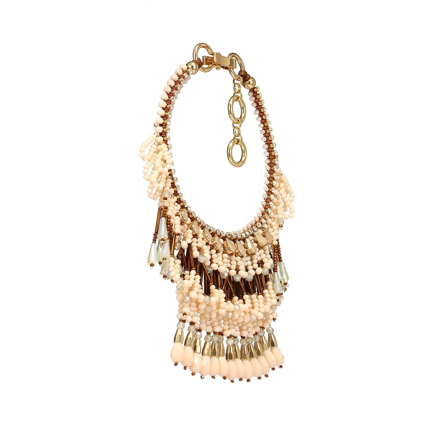 Wholesale Handmade Luxurious Three Layered Fringe Statement Necklace