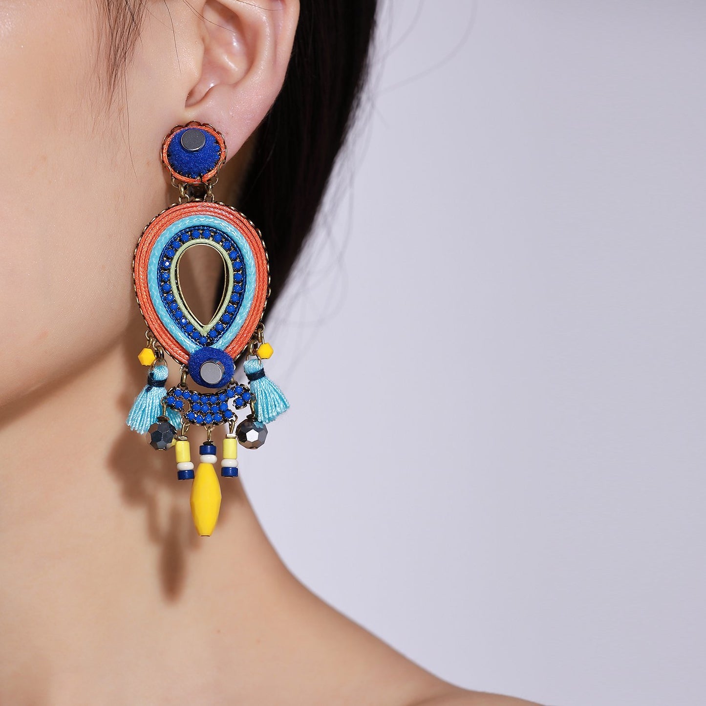 Custom Tribal Drop Handmade Earrings With Tassels