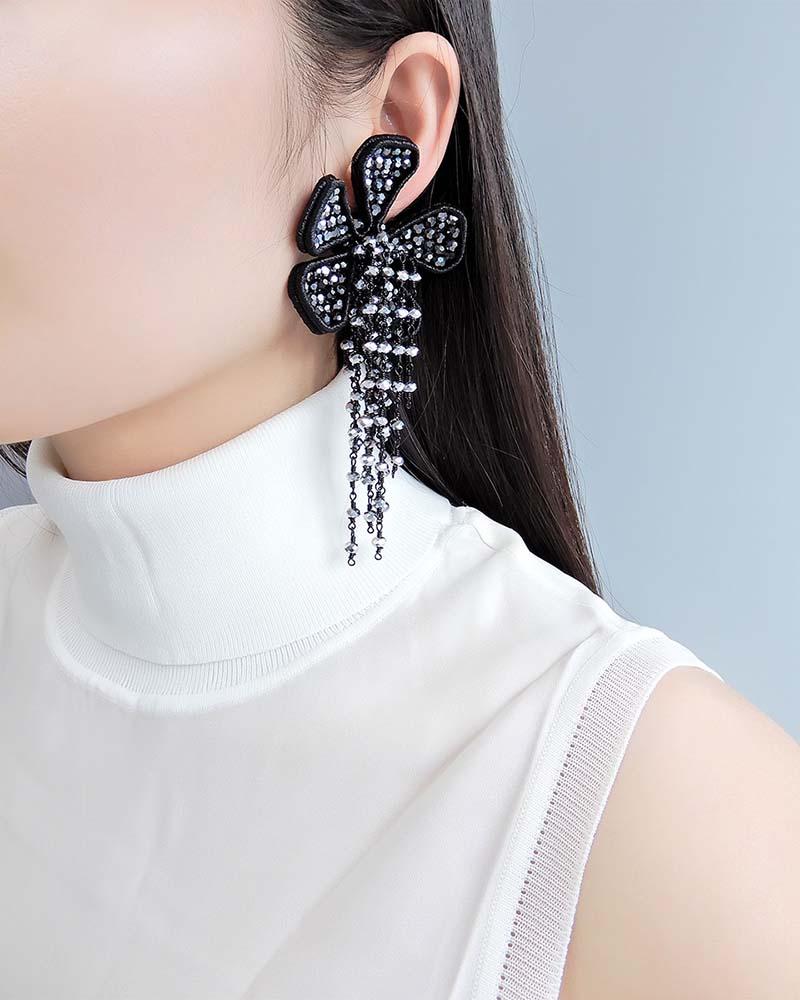 Custom Floral Tassel Handmade Earrings With Gothic Jewellery