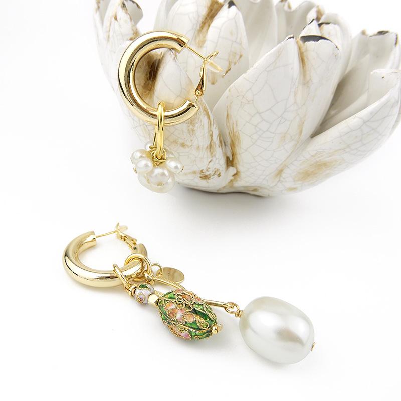 Vintage Cloisonne Earrings Mismatched