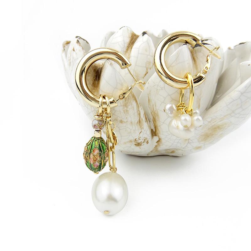 Vintage Cloisonne Earrings Mismatched