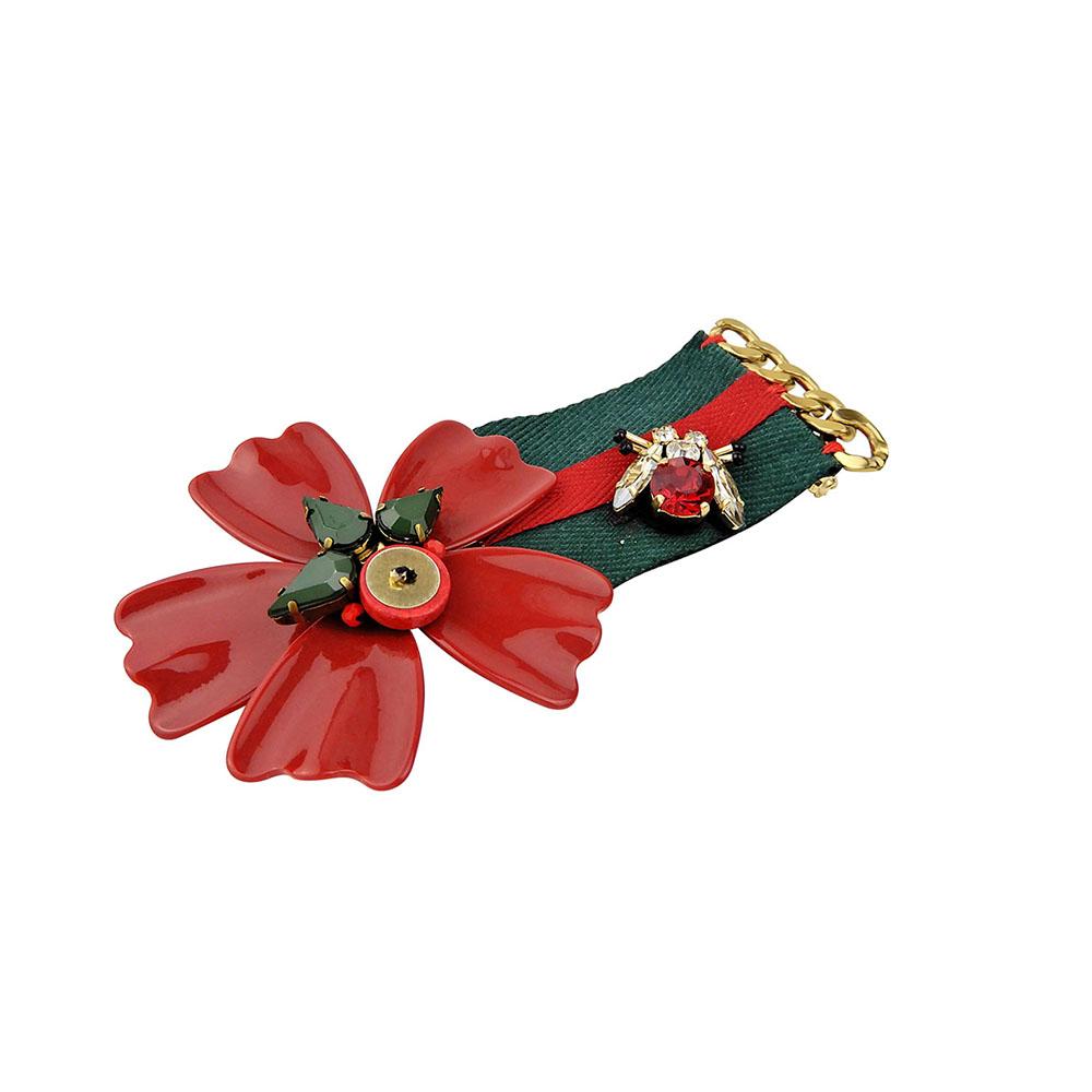 Custom Alpine Plants Crystal Bee Handmade Brooch