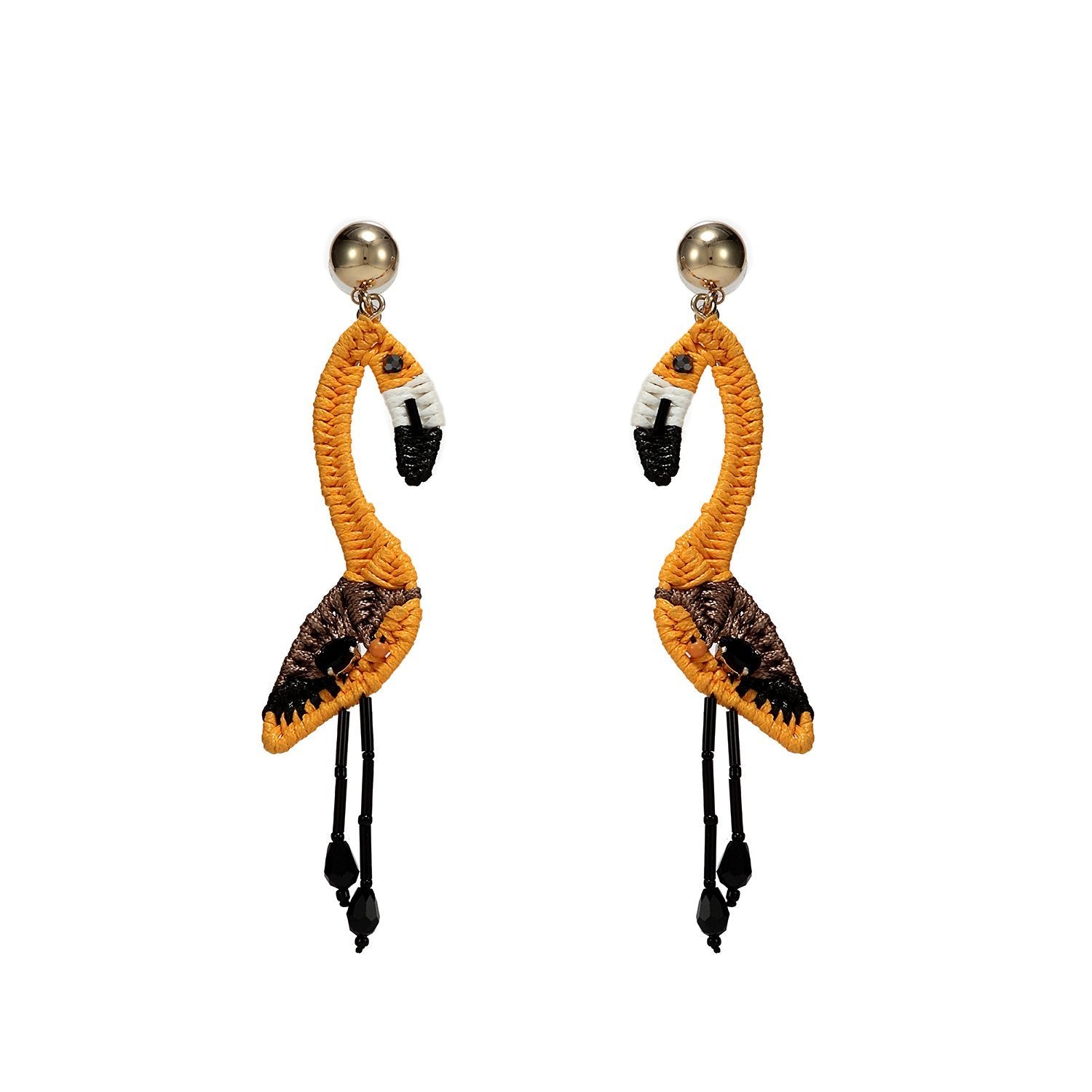 Wholesale Guanajuato Woven Flamingo Handmade Drop Earrings Custom Bijoux