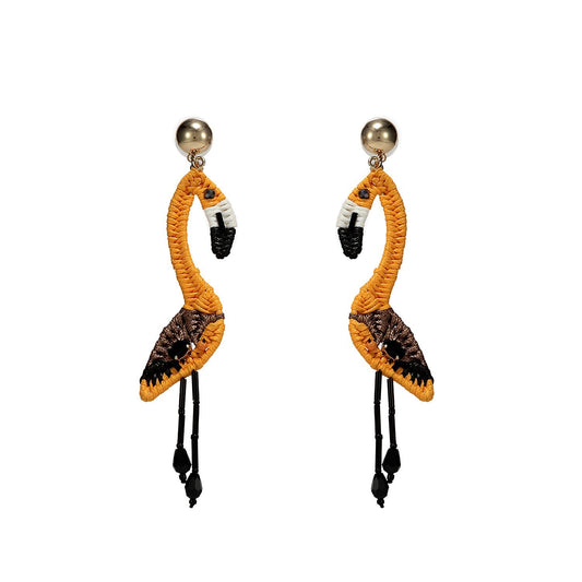 Wholesale Guanajuato Woven Flamingo Handmade Drop Earrings Custom Bijoux