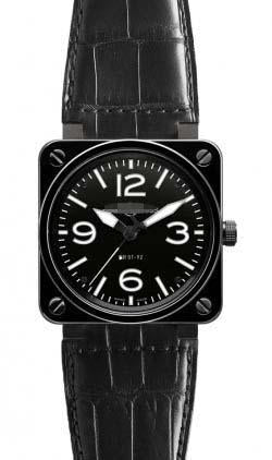 Customised Black Watch Face BR01-92-Ceramic