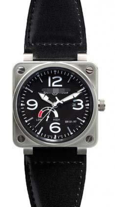Custom Leather Watch Straps BR01-97-Steel-Black