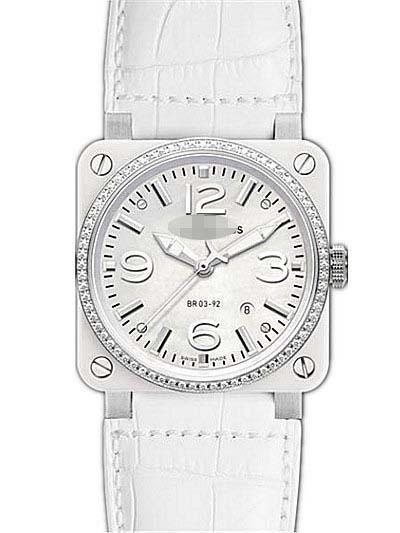 Custom Leather Watch Straps BR03-92-WHT-CERA-DIAM