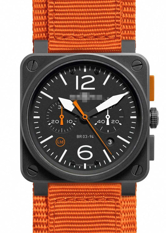 Wholesale Black Watch Face BR03-94-Carbon-Orange