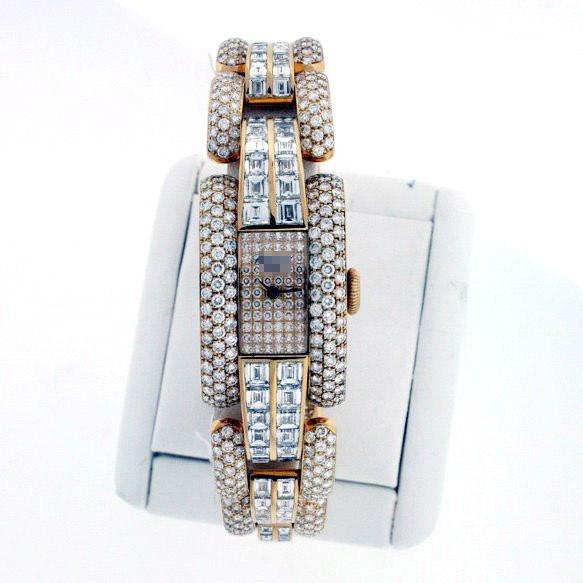 Customize Ladies 18k Yellow Gold with Diamonds Watches 