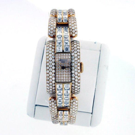Customize Ladies 18k Yellow Gold with Diamonds Watches 