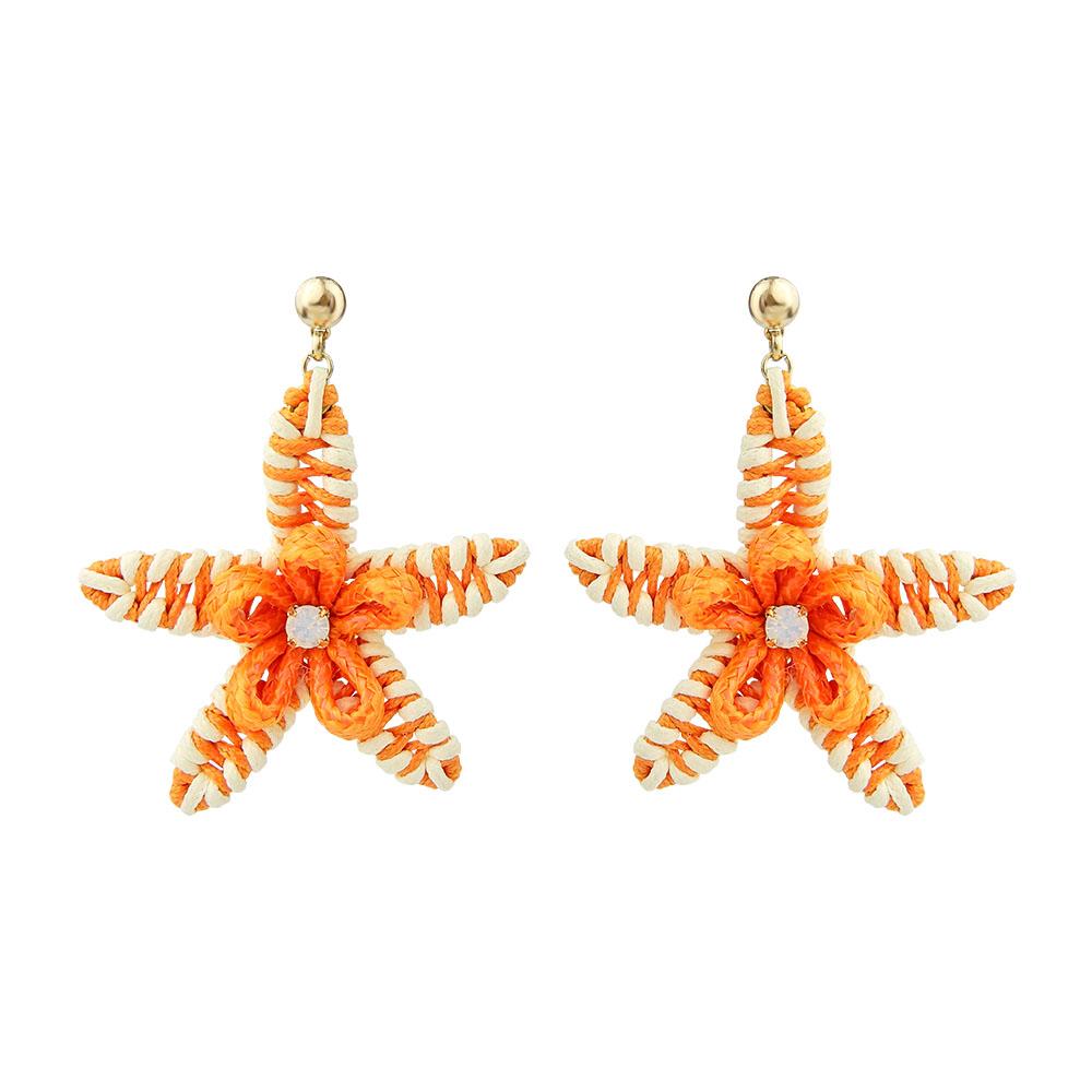 Wholesale Alpine Plants Cords Woven Star Handmade Earrings Custom Bijoux