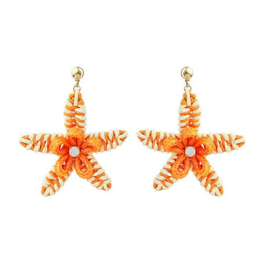 Wholesale Alpine Plants Cords Woven Star Handmade Earrings Custom Bijoux