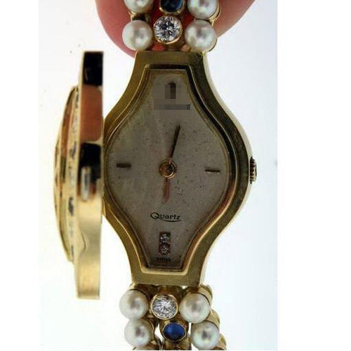 Custom made Ladies 18k Yellow Gold with Diamonds Watches 