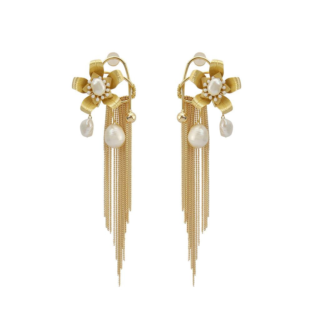Wholesale Metal Pearl Tassel Handmade Earrings Roaring 20s Jewelry Custom Bijoux