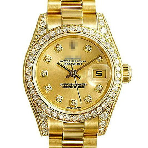 Custom Wholesale Automatic Ladies 18k Yellow Gold with Diamonds Watches 179158