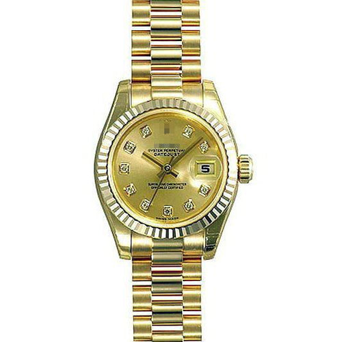 Customized International Elegant Ladies 18k Yellow Gold Automatic Watches 179178