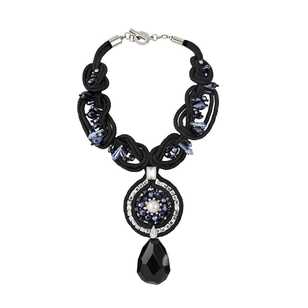 Wholesale Elegance Handcrafted Twisted Satin Ropes Statement Chunky Pendant Necklace Custom Bijoux