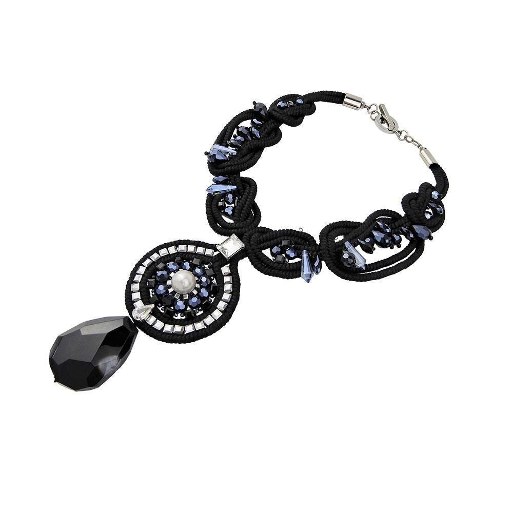 Custom Elegance Handcrafted Twisted Satin Ropes Statement Chunky Pendant Necklace