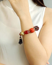Load image into Gallery viewer, Custom Gothic Beaded Tassel Stretch Gemstone Handmade Bracelet