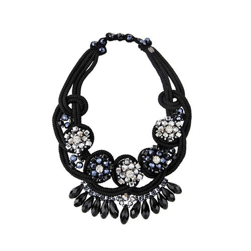 Wholesale Luxury Handcrafted Twisted Silk Rope Statement Beading Handmade Necklace Gothic Jewelry Custom Bijoux